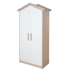 roba Kinderkleiderschrank 2-türig Cabane Hausoptik Schrank Weiß Eichen-Dekor