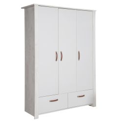 Roba Schrank Mila 3 Türen 2 Schubladen Soft-Close Drehtürenschrank grau/weiß