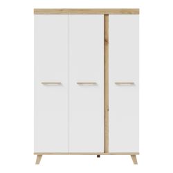 Roba Schrank Smile 3-türig Griffe & Füße aus Massivholz Weiß