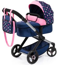 Bayer Design Kombi-Puppenwagen Xeo Sterne dunkelblau rosa