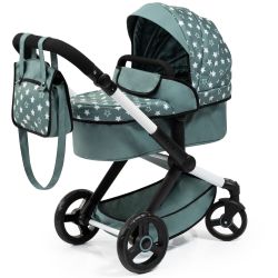 Bayer Design Kombi-Puppenwagen Xeo mit Wickeltasche Sterne grün