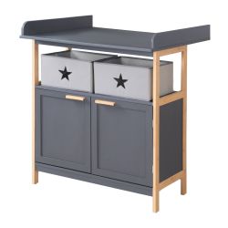 roba Wickelkommode Berlin Türen & Stoffboxen Bambus Holz Anthrazit