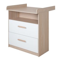 roba Wickelkommode Cabane Offenes Fach 2 Schubladen Weiß/ Eiche