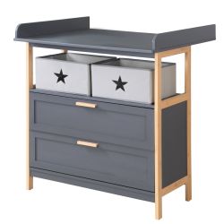 roba Wickelkommode Berlin Schubladen & Stoffboxen Bambus Holz Anthrazit