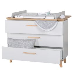 Roba Wickelkommode Caro mit breitem Wickelansatz Soft-Close 3 Schubladen