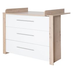 roba Wickelkommode Malo Wickeltisch 3 Schubladen Holz weiß Artisan Eiche