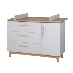 Roba Wickelkommode Caro mit Wickelansatz Soft-Close 1 Tür 3 Schubladen