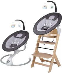 BabyGO Homey Set Babywippe inkl Family Kinderhochstuhl schwarz natur