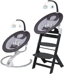BabyGO Homey Set Babywippe inkl Family Kinderhochstuhl schwarz schwarz