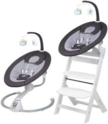 BabyGO Homey Set Babywippe inkl Family Kinderhochstuhl schwarz weiß