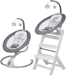 BabyGO Homey Set Babywippe inkl Family Kinderhochstuhl grau weiß