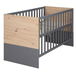 roba 2 in 1 Beistellbett Anna mit Lattenrost 60x120 cm Anthrazit Kent Eiche