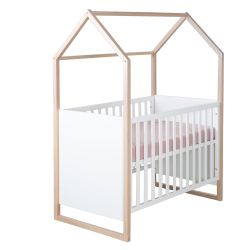 roba 2in1 Bett Cabane in Hausoptik 60x120 cm Sprossen Bicolor Natur/Weiß