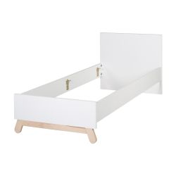 Roba Jugendbett Clara 90x200cm Dekor weiß Füße aus Echtholz-Buche