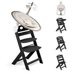 BabyGo Homey-Set Pro Hochstuhl Family inkl. Babywippe & Essbrett beige black 