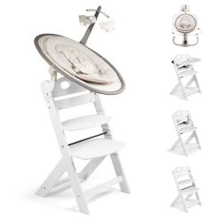 BabyGo Homey-Set Pro Hochstuhl Family inkl. Babywippe & Essbrett beige white