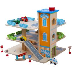 Bayer Chic 2000 Kinder Parkgarage aus Holz mit Zubehör 3-stöckig