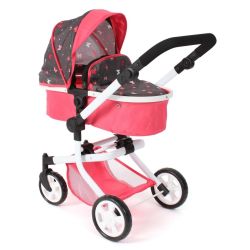 Bayer Chic 2000 Puppen Kombi-Puppenwagen MIKA Butterfly Koralle