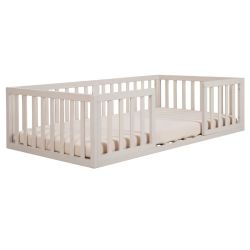 roba Montessori Bodenbett 70x140 cm Lattenrost Rausfallschutz Stone Washed