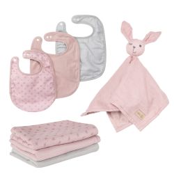 Roba Kids Geschenkset (Lätzchen, Schmusetuch, Windel) Lil Planet Rosa Mauve