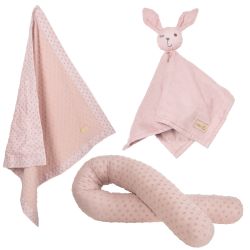 Roba Kids Geschenkset Bettschlange, Babydecke, Schmusetuch Lil Planet Rosa Mauve