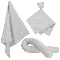 Roba Kids Geschenkset Bettschlange, Babydecke, Schmusetuch Lil Planet Silbergrau