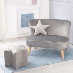 Roba Kids Lil Sofa Set mittel (Sofa + Hocker + Kissen) Style Silbergrau