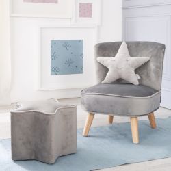 Roba Kids Lil Sofa Set klein (Sessel + Hocker + Kissen) Style Silbergrau