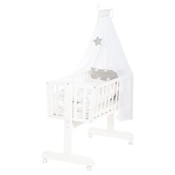 roba Babywiege Little Stars 40x90 cm Stubenwagen Wiege Weiß / Grau