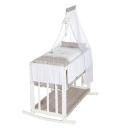 Roba Stuben- & Beistellbett Indibär 4in1 Babybett Wiege & Kinderbank weiß