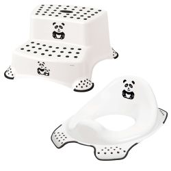 Keeeper 2-teiliges Set Panda Weiß Schemel zweistufig & Toilettensitz