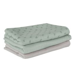 Roba Kids 3er Set Windeln 80x80 cm Lil Planet frosty green