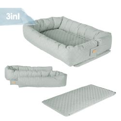 Roba Babylounge 3in1 Reisebett, Wickelauflage, Bettschlange Style Frosty green