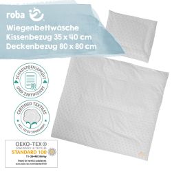 Roba Bettwäsche für Wiege & Stubenwagen 80x80/35x40 cm Lil Planet Silbergrau