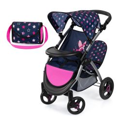 Bayer Design Zwillings-Puppenwagen Twin Star blau pink Sterne Fee