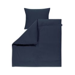 Alvi Bettwäsche Mull Wiege / Stubenwagen mit Knopf poseidon dunkelblau 80x80cm