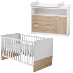 Roba Zimmerset Gabriella Babybett 70x140cm Wickelkommode bicolor