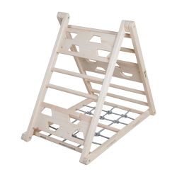 roba Kletterdreieck Pikler-Dreieck Sprossen Kletterseil Greifflächen Natur Grau