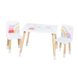Roba Kids Kindersitzgruppe 2 Stühle + Tisch Peppa Pig - weiß