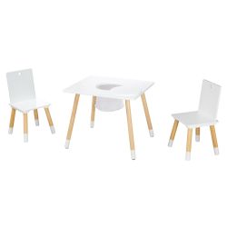 Roba Kindersitzgruppe Set aus Stühlen & Tisch Holz weiß lackiert