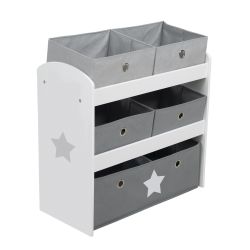 Roba Kids Spielregal Stars, Spielzeugregal mit 5 Stoffboxen Spielregal