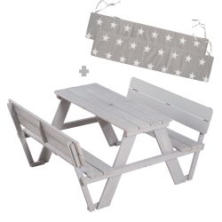 roba Outdoor+ Sitzgruppe Picknick for 4 Lehnen Sitzkissen wetterfest grau