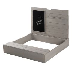 Roba Sandkasten mit Deckel aufklappbar mit Tafel & 3 Haken Massivholz