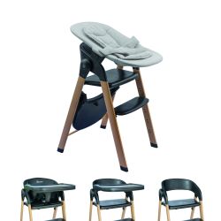 BabyGO Levels Hochstuhl-Set Kinderhochstuhl schwarz mit Bouncer