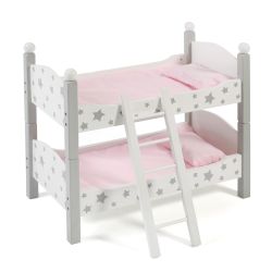 Bayer Chic 2000 Puppen-Etagenbett Stars grau mit Matratze und Bettzeug
