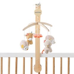 Nattou Musik Mobile mit Holzbogen LaLeLu Melodie Stofffiguren Sandbeige