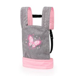Bayer Design Puppen-Tragegurt grau rosa Schmetterling