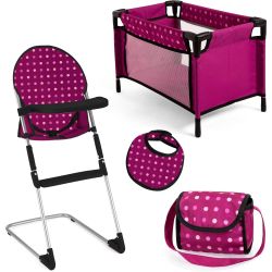 Bayer Design Puppen Zubeh&ouml;r Set Puppen-Hochstuhl Puppen-Bett