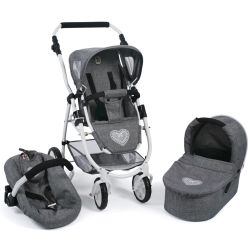 Bayer Chic 2000 3 in 1 Kombi Puppenwagen Emotion All In Jeans grey