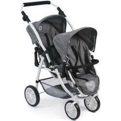 Bayer Chic 2000 Puppen Tandem-Buggy Vario Jeans grey